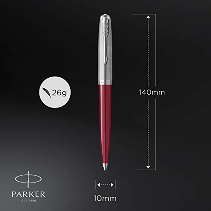 Parker Kugelschreiber 51 Burgundy C.C. M, burgunderrot, Edelstahl mit ausziehbarem Mechanismus, Geschenkbox – Bild 3