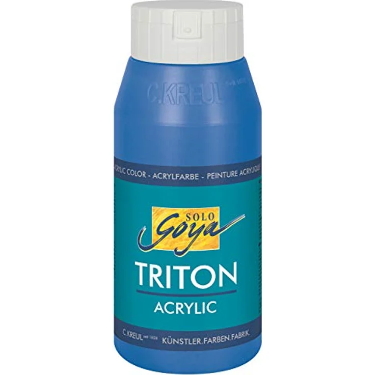 KREUL Solo Goya Triton Acrylfarbe coelinblau, 750 ml Flasche, schnell und matt trocknend, Wasserbasis, studioqualität, vielseitig einsetzbar, gut deckend und ergiebig – Bild 1