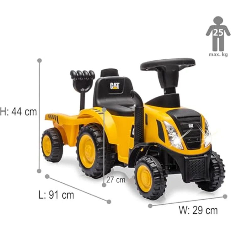 Jamara Rutscher Caterpillar Traktor mit Anhänger gelb, stabil und langlebig für Kinder ab 12 Monaten, maximale Belastbarkeit 25 kg – Bild 3