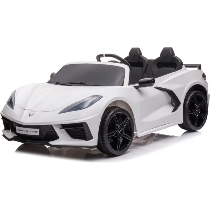 schnaeppchenmeile-online Kinder Elektroauto Corvette 12v, 2-Sitzer,Zwei Motoren+LED+Audio weiss