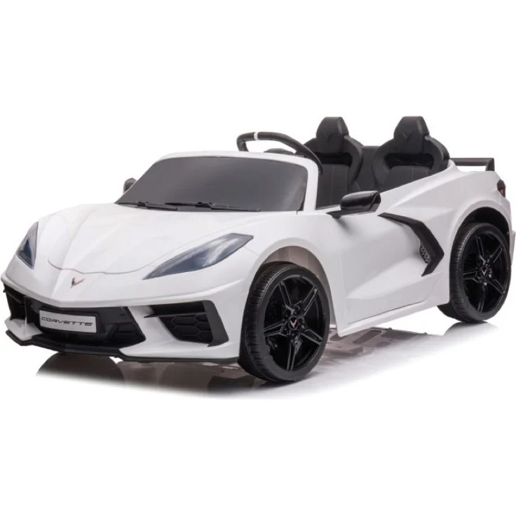 schnaeppchenmeile-online Kinder Elektroauto Corvette 12v, 2-Sitzer,Zwei Motoren+LED+Audio weiss