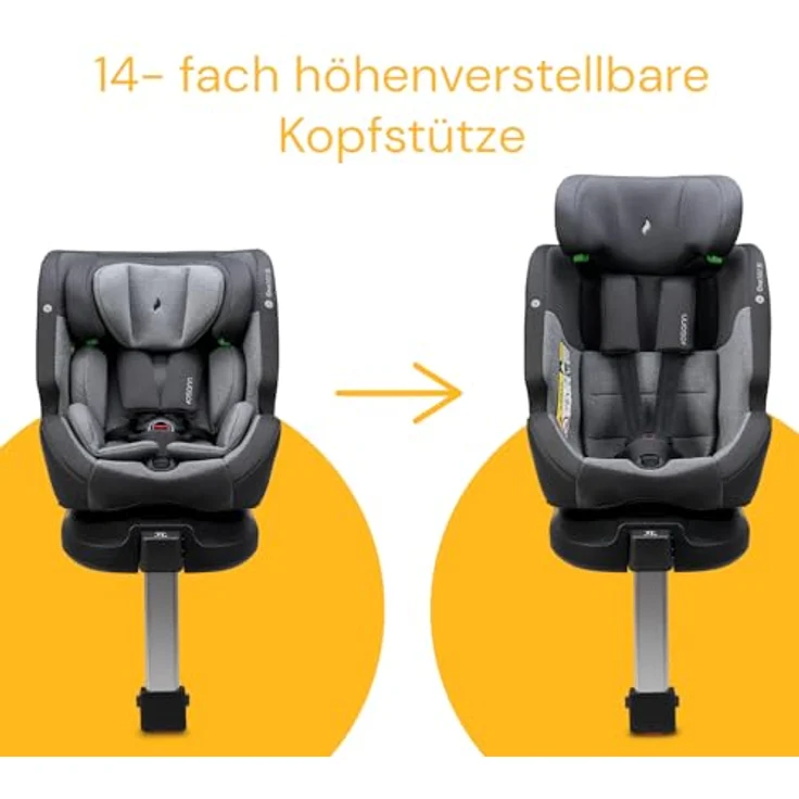 Osann Reboarder-Kindersitz One 360 SL i-Size, drehbar ab Geburt bis 12 Jahre (40-150 cm), inkl. Isofix-Basis mit Stützfuß, Universe Grey – Bild 8