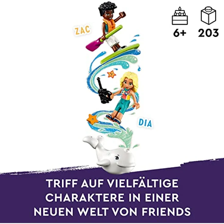 LEGO 41752 Friends Seerettungsflugzeug, Flugzeug-Spielzeug mit Wal-Figur und Mini-Puppen, Tier-Pflege Geschenk zum Geburtstag für Mädchen, Jungen und Kinder ab 6 Jahren – Bild 3