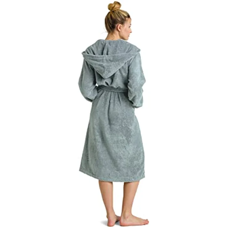 Möve Unisex-Bademantel Superwuschel Kapuze, Langform, Walkfrottee, in Uni - Preisvergleich – Bild 3