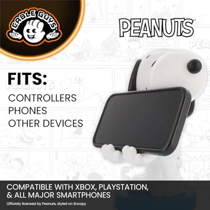 Exquisite Gaming Cable Guys Uchwyt na kontroler i telefon Peanuts Snoopy mit Ladekabel, Sammlerfigur – Bild 6