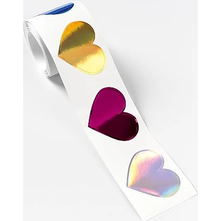 folia 27201 - Stickerrolle Hearts, Sticker Set mit 48 Aufklebern, 3 m lang mit verschiedenfarbigen selbstklebenden Herzen – Bild 2