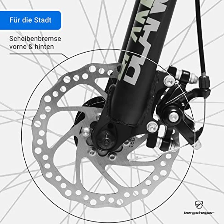 Bergsteiger Makalu 26 Zoll Mountainbike Aluminium, geeignet ab 150 cm, Scheibenbremse, Shimano 21 Gang-Schaltung, Hardtail, Jungen-Fahrrad & Herren-Fahrrad – Bild 3