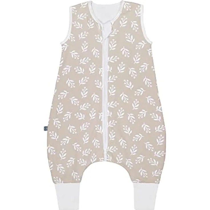 emma & noah Baby Schlafsack mit Füßen 1.0 TOG, Ganzjahres Schlafsack mit Beinen für den Frühling, Sommer und Herbst, 100% Bio-Baumwolle, Oeko-TEX Zertifiziert (Floral Sand, 70 cm)