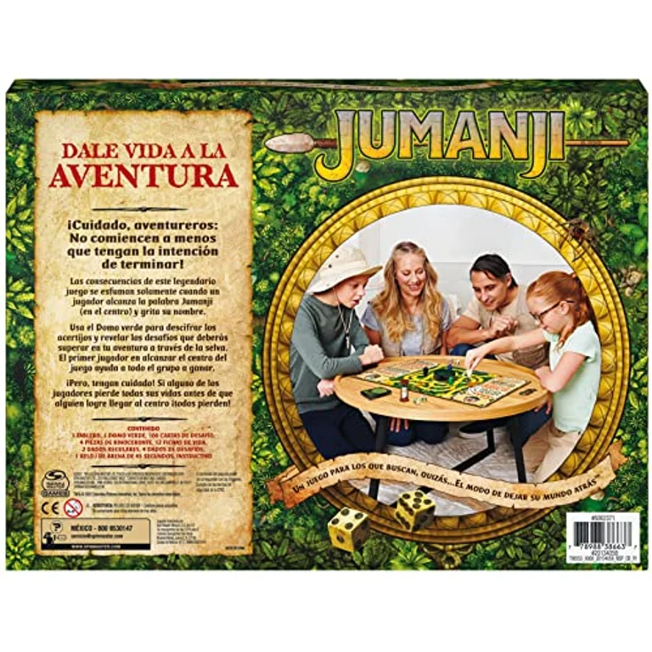 Spin Master Jumanji, Tischspiel für 2-4 Spieler, ab 8 Jahren, Sprache: Spanisch, Maße: 27,31 x 37,15 x 5,4 cm – Bild 8