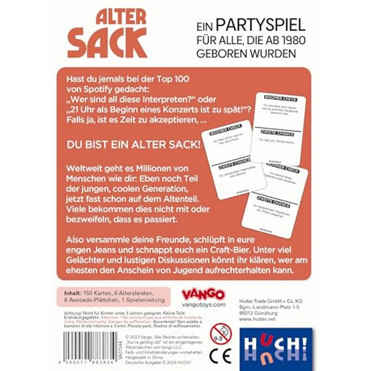 Hutter Trade Alter Sack, Lustiges Partyspiel für Millennials mit 600 Fragen über die Jugend, für 2–6 Spieler ab 18 Jahren – Bild 5