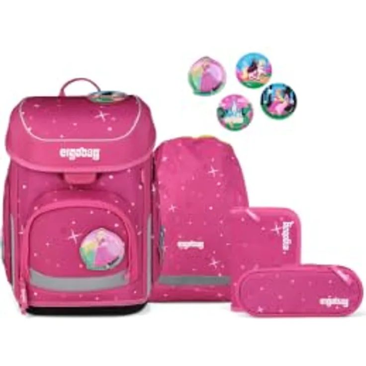 ergobag cubo Schulranzen-Set ZauBärschloss, 21 Liter Volumen, wasserabweisend, mit gefülltem Federmäppchen und Sportbeutel