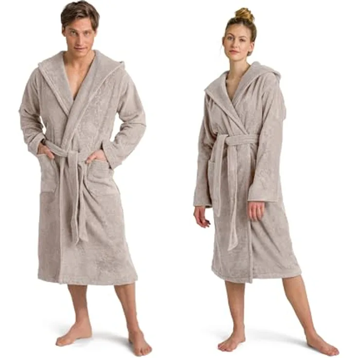 MÖVE Superwuschel Bademantel, Creme, Oeko-Tex® Standard 100, aus Premium Baumwolle, unisex mit Kapuze und Taschen