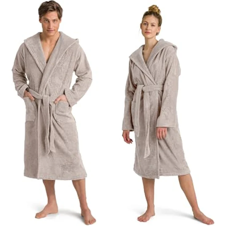 MÖVE Superwuschel Bademantel, Creme, Oeko-Tex® Standard 100, aus Premium Baumwolle, unisex mit Kapuze und Taschen – Bild 1