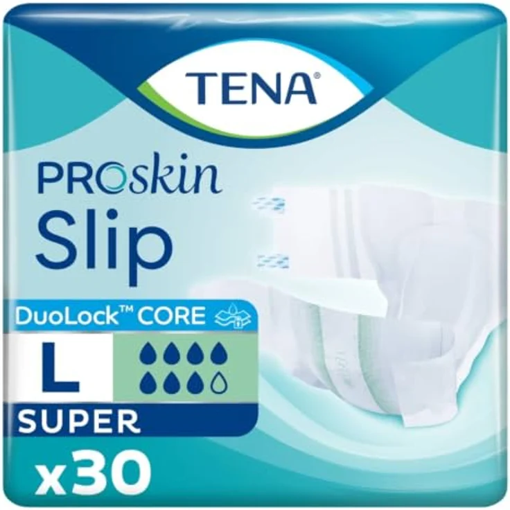 TENA Slip Super L, Inkontinenzhose mit hoher Saugstärke und atmungsaktiver Außenseite, 30 Stück – Bild 1