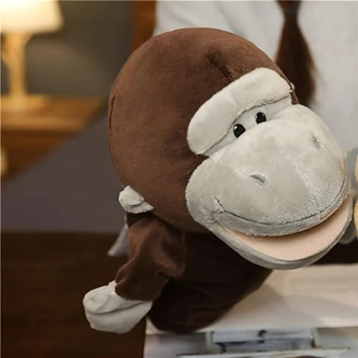 LOMTRATS Tierhandpuppen Set, 5-teilig mit Wolf, Tiger, Löwe, Affe und beweglichen offenen Münder für kreatives Geschichtenerzählen, ideal für Kindergarten und Geburtstagsgeschenke, ca. 25 cm groß, Plüschmaterial. – Bild 1