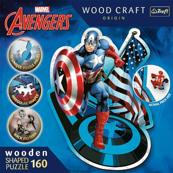 Trefl 20194 Woodcraft Marvel Avengers Konturenpuzzle aus Holz, Mehrfarbig – Bild 3