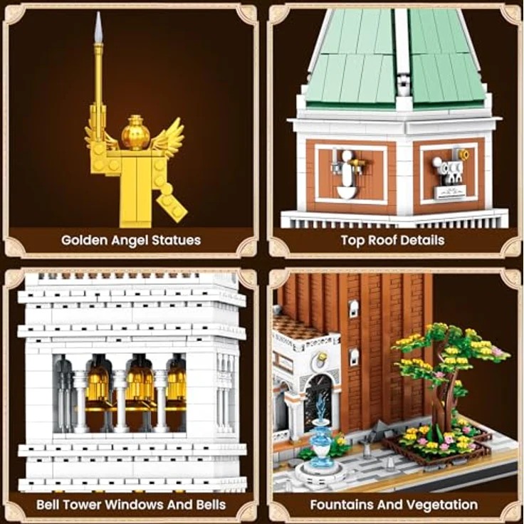 Reobrix YS-55013 Venedig Wahrzeichen Turm San Marco Campanile Modellset, 98 cm hoch, kreatives Klemmbausteinspielzeug für Erwachsene und Jugendliche ab 14 Jahren – Bild 4