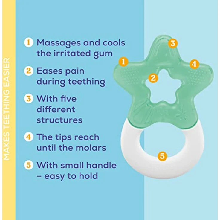 Dentistar Kühlbeißring 2er-Set – Beißring Baby ab 3 Monate – Kühlende Zahnungshilfe und Beißspielzeug für Babys und Kleinkinder - BPA frei - Mint – Bild 2