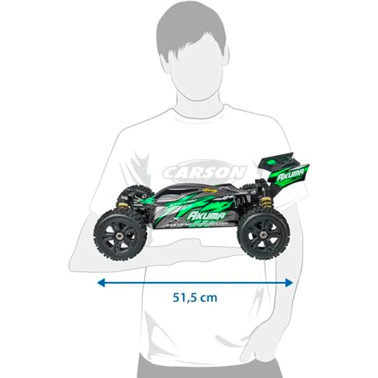 Carson 500409082 Akuma Buggy 1:8 4WD RTR, ferngesteuertes Offroad-Auto, grün, 70 km/h, wasserdicht, inkl. 2x Lipo Akkus und Fernsteueranlage – Bild 5