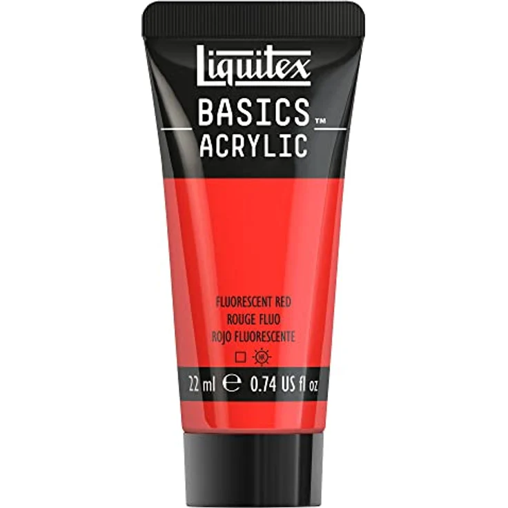 Liquitex Basics Acrylfarbe - Rot Fluo - 22 ml Tube, lichtecht, mittlere Viskosität, seidenglänzend, monopigmentiert, Archivqualität – Bild 1