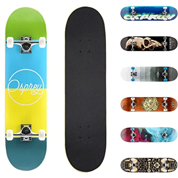 Osprey Absolute Anfänger Double Kick Trick Skateboard, 78,7 x 20,3 cm Ahorndeck