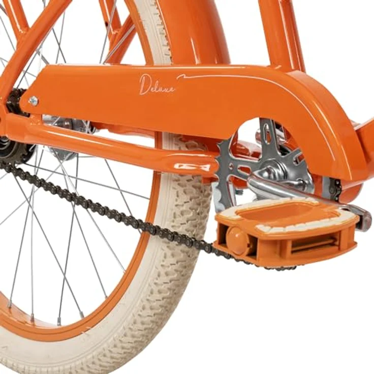 Huffy Deluxe Cruiser 20-Zoll Jugendfahrrad, Singlespeed, orange mit Lenkerkorb und Getränkehalter – Bild 4