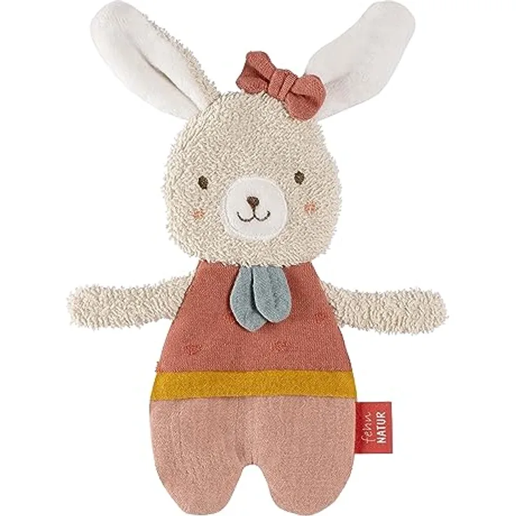 Fehn Knister-Hase fehnNATUR – Activity-Rascheltier mit Bio-Baumwolle (kbA) zum Greifen, Spielen & Geräusche erzeugen – idealer Begleiter für Babys und Kleinkinder