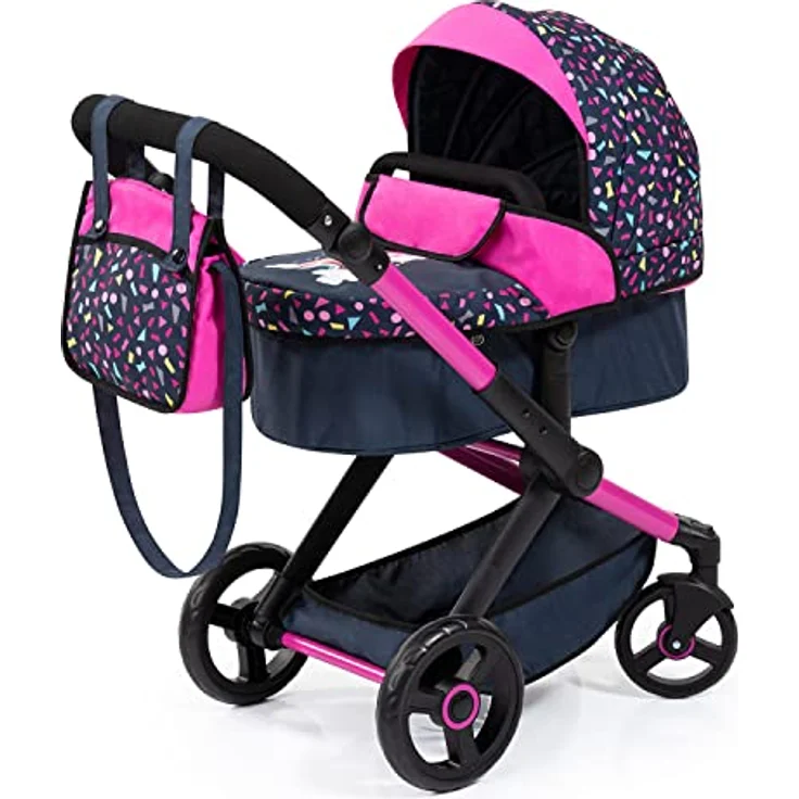 Bayer Design 17080AA Kombi-Puppenwagen Xeo mit Tasche, schwarz, rosa – Bild 2