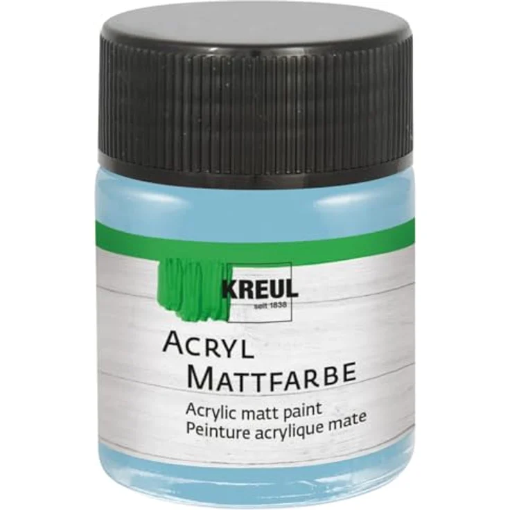 KREUL 75538 Acryl Mattfarbe, bayrischblau, 50 ml, cremig deckend, schnelltrocknend auf Wasserbasis, für viele Untergründe geeignet – Bild 1