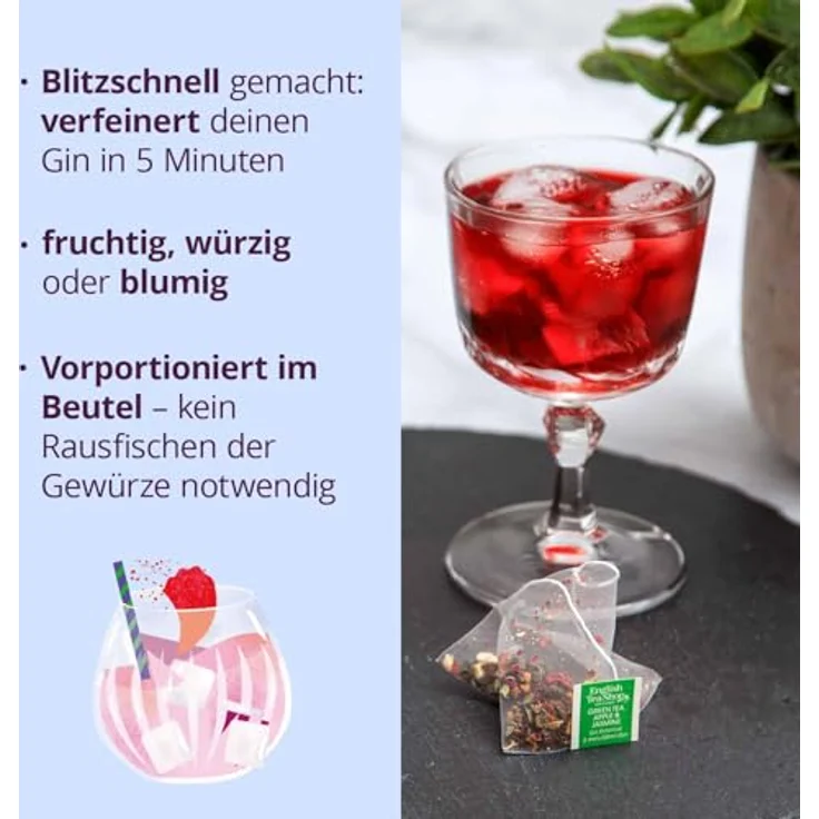 English Tea Shop ETS - Botanicals for Gin Set, Geschenkbox Gin Gewürz-Kollektion, BIO, 12 Pyramidenbeutel – Bild 6