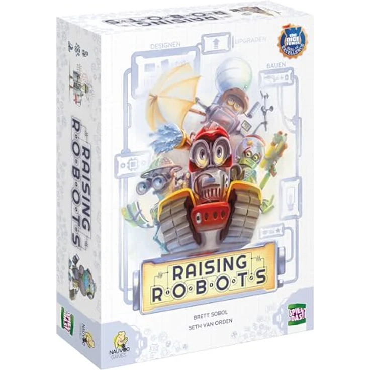 SPIEL DAS! Verlag Raising Robots, Kennerspiel ab 14 Jahren für 1-6 Spieler, strategieschrittbasierte Brettspiel mit 14 Erfindern und 96 Robotern – Bild 1