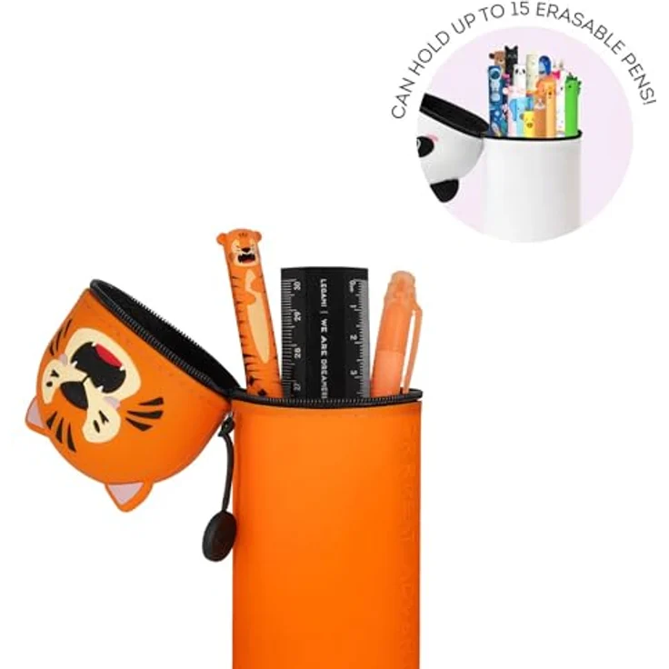 Legami Federmäppchen 2-IN-1 Motiv Tiger KAWAII, Silikon, schwarz – Bild 2