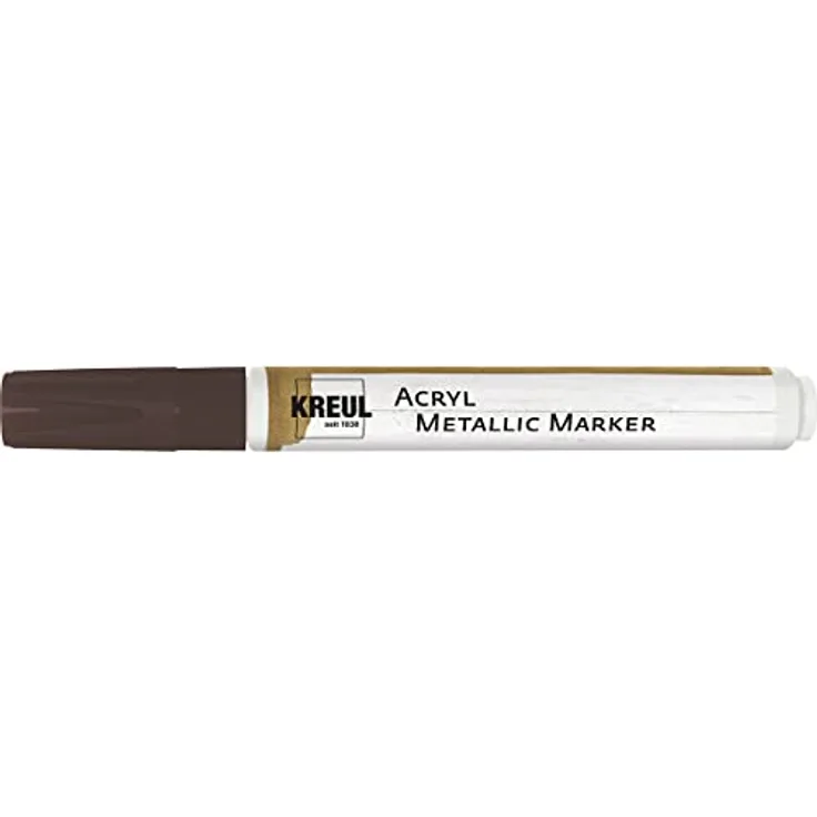 KREUL 46263 - Acryl Metallic Marker Medium, mit Rundspitze ca. 2 - 4 mm, kupfer, permanente Acrylfarbe mit Metalliceffekt, für filigrane Akzente