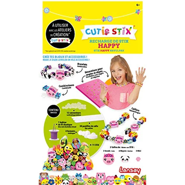 Cutie Stix - Nachfüllset Happy - Kinder-Bastelset für Schmuck - Ab 6 Jahren - Lansay – Bild 5