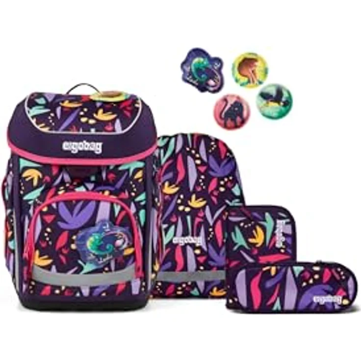 ergobag cubo Set, ergonomischer Schulranzen 5-teilig mit Reflexion und individuellem Design für 1. Klasse, blau – Bild 1