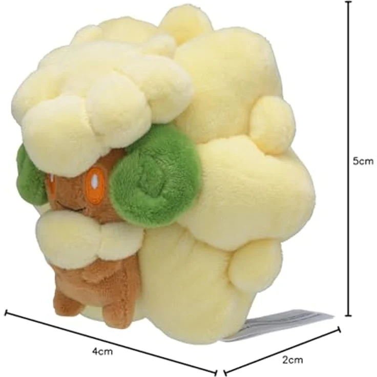 Tinisu Pokémon Elfun Kuscheltier Whimsicott, 13 cm Plüschtier mit gestickten Details, perfekt zum Kuscheln und Spielen, Teil der Sitting Cuties Kollektion – Bild 5