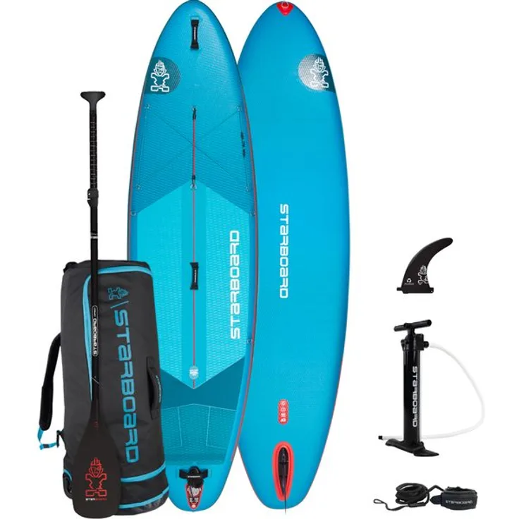 Starboard iGO Deluxe Lite 10'8" SUP Set mit Tufskin V Paddel, Welded Rails & Woven Dropstitch