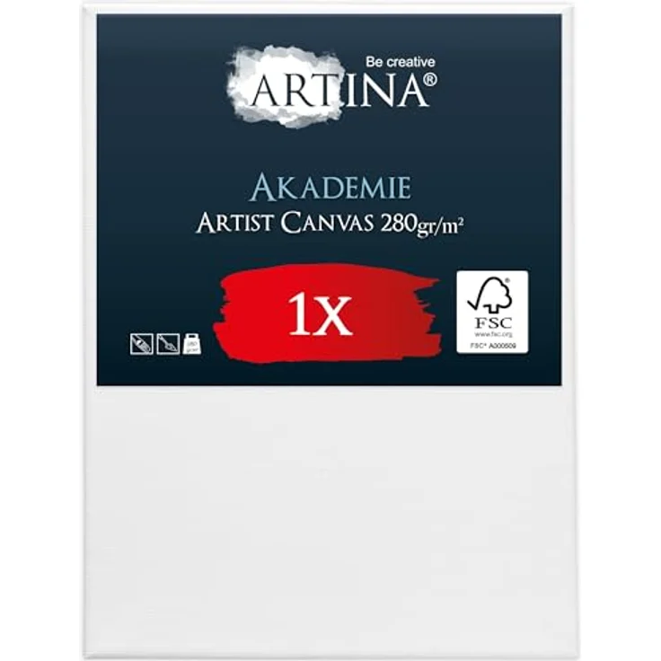 Artina Akademie Keilrahmen Leinwand 70 x 90 cm, 2-fach grundiert, 280 g/m², für Acryl- und Ölfarben – Bild 1