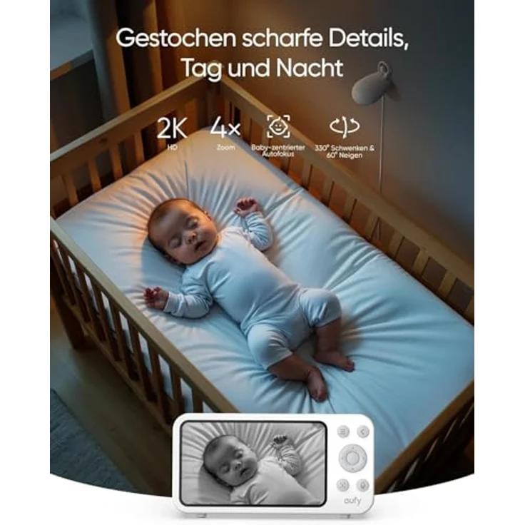 eufy Babyphone mit Kamera E20, Hybrid-Verbindung und Akku, 2K HD, Ultraklare Nachtsicht, 4× Zoom, mobile Kamera mit smarten Alarmen – Bild 3