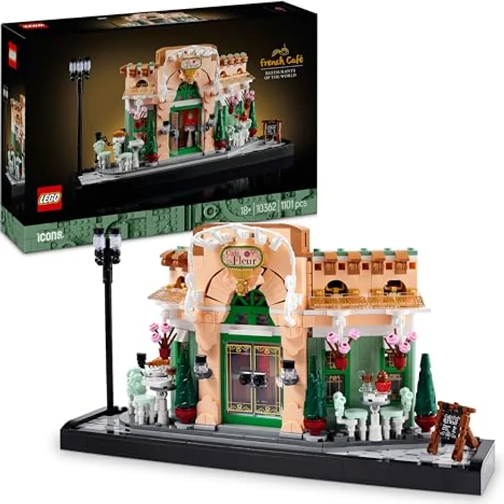 LEGO Icons 10362 Französisches Café Bausatz, 1.101 Teile, Detailreiches Modell eines französischen Bistros