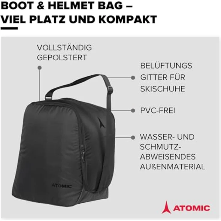 Atomic Skitasche BOOT & HELMET BAG BLACK BLACK/ mit Belüftungslöchern und schmutzabweisendem Boden – Bild 2