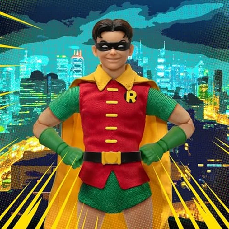 Mezco One:12 Collective Robin: Golden Age Edition, Actionfigur mit 32 Gelenkpunkten, 3 austauschbaren Köpfen, 9 Händen, ca. 16 cm hoch – Bild 4