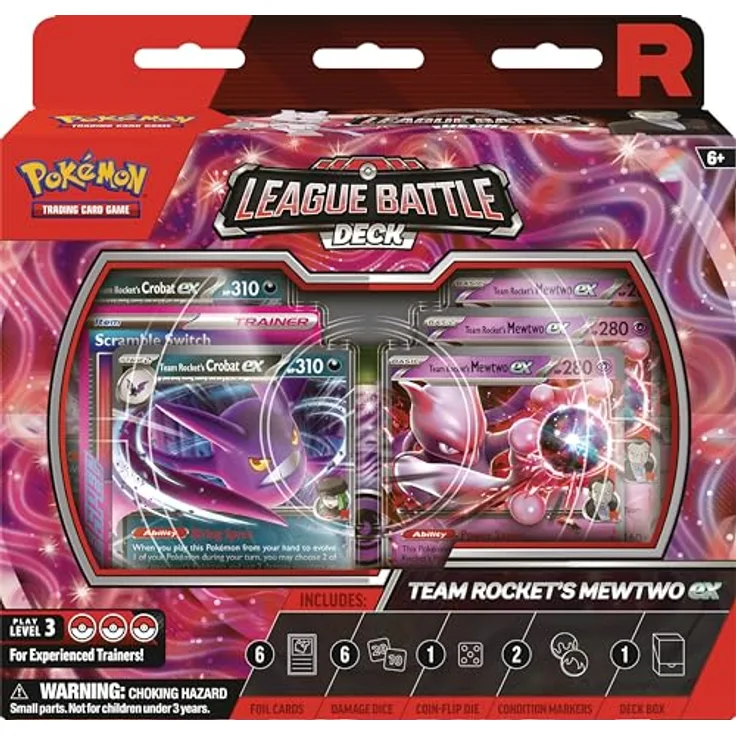 The Pokemon Company Pokémon League Battle Deck Team Rocket's Mewtwo Ex, 60-Karten Deck mit Würfeln und Strategiebogen, Englisch