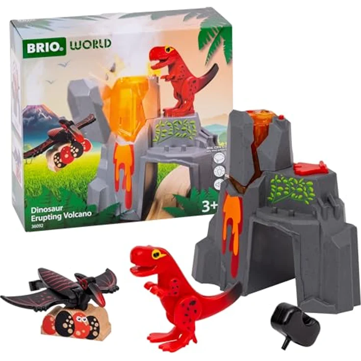 Brio Dinosaur Erupting Volcano, Spielset mit Ausbruchsfunktion und T-Rex-Figur für BRIO World – Bild 1