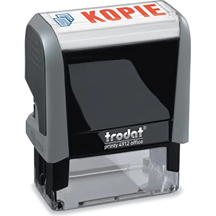 TRODAT Stempel Printy 4912, Textstempel KOPIE 47x10mm, ergonomischer Soft-Touch-Griff, blau/rot – Bild 1