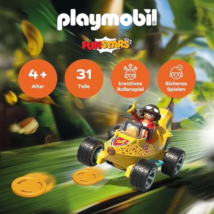 PLAYMOBIL Fun Stars Racing Banana, Spielzeugauto mit Rückzugmotor & Schießfunktion, für Kinder ab 4 Jahren, 71717 – Bild 2