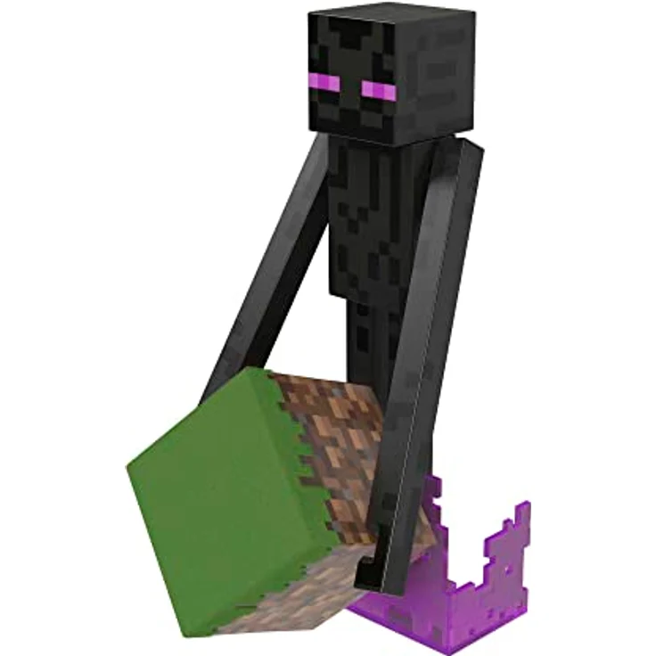 MINECRAFT Diamond Level Enderman Figur - 14 cm Sammelfigur mit beweglichen Gelenken, Diamond Level Zubehör, beflocktem Grasblock, für Erwachsene in der Minecraft Community, HLN40 – Bild 5