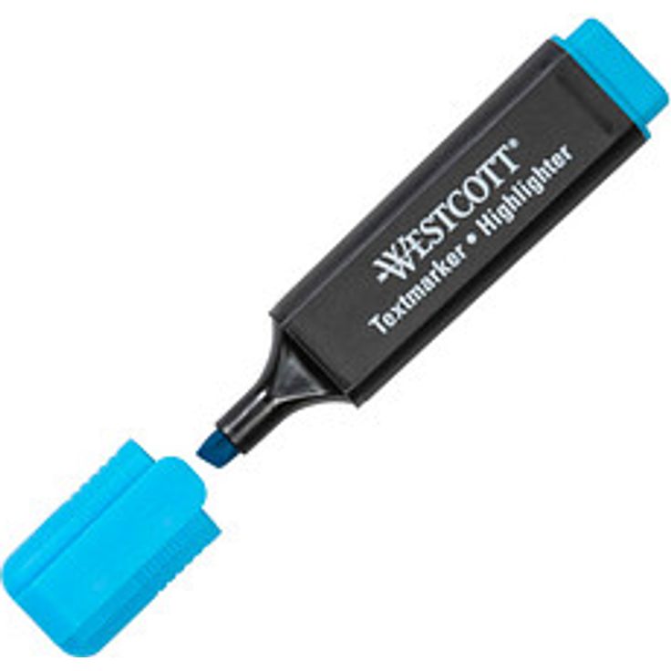 WESTCOTT Textmarker blau, Keilspitze 2,0 - 5,0 mm, lichtresistent, ergonomische Griffzone