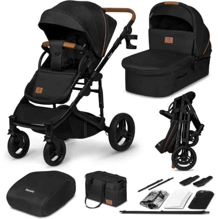 Lionelo Mari Tour 2-in-1 Kinderwagen bis 22kg mit Babywanne, geländegängige Räder, dreifache Dämpfung, XXL Verdeck - Blau – Bild 1