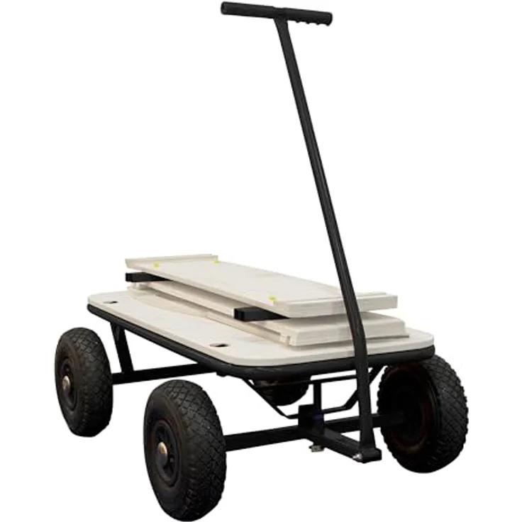Ambia Garden Bollerwagen, Schwarz/Braun aus Holz/METALL, 95x97x61 cm, CE-zertifiziert, Kinderwagen für den Outdoor-Einsatz – Bild 3